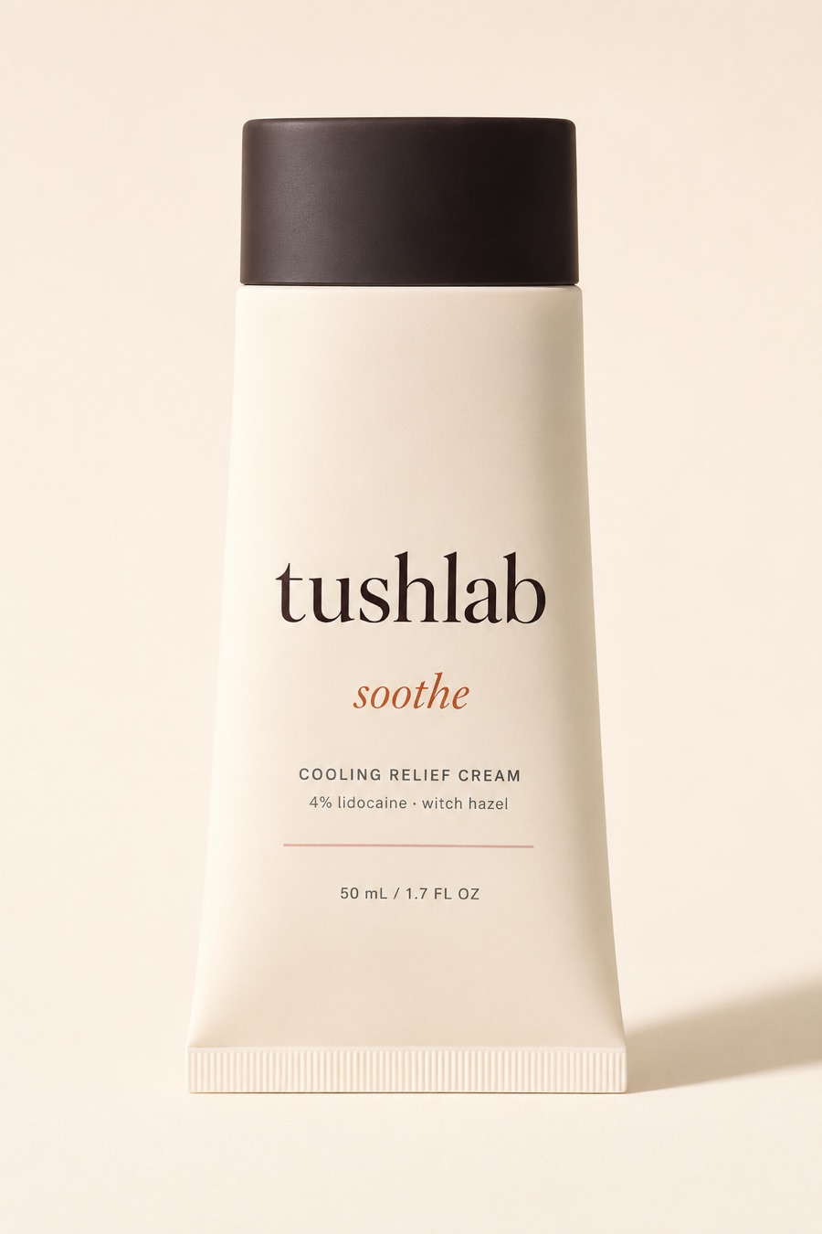 Tushlab Soothe cooling relief cream tube, 4% lidocaine and witch hazel, 50 mL